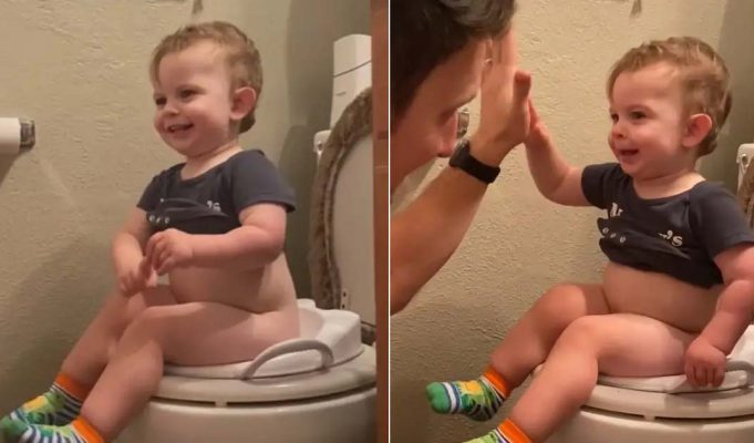 Hilarious Toddler Has His Father Crying Of Laughter during Potty Training