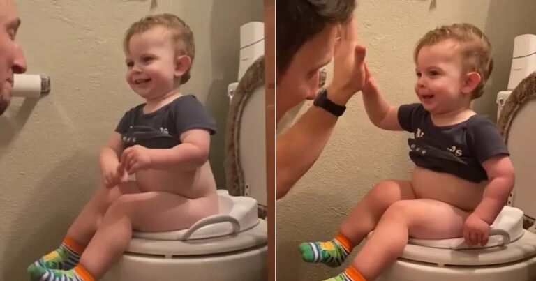 Hilarious Toddler Has His Father Crying Of Laughter during Potty Training
