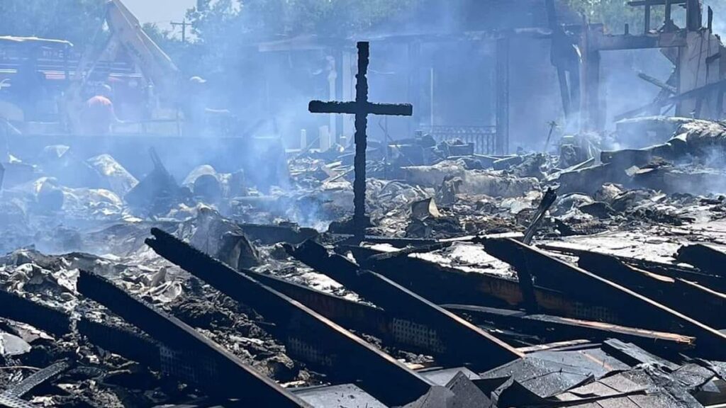 A wooden cross remains standing after a huge fire destroyed a Texas church — ‘A sign from the Lord’