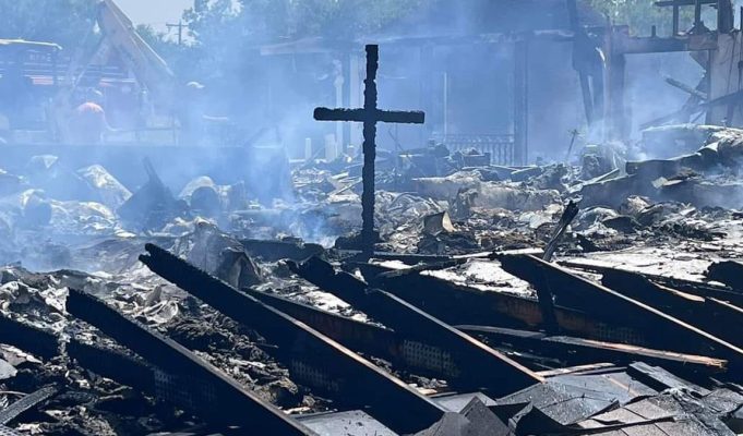 A wooden cross remains standing after a huge fire destroyed a Texas church — ‘A sign from the Lord’