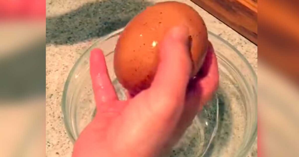 A Texas farmer cracks open an enormous egg to find something rare inside