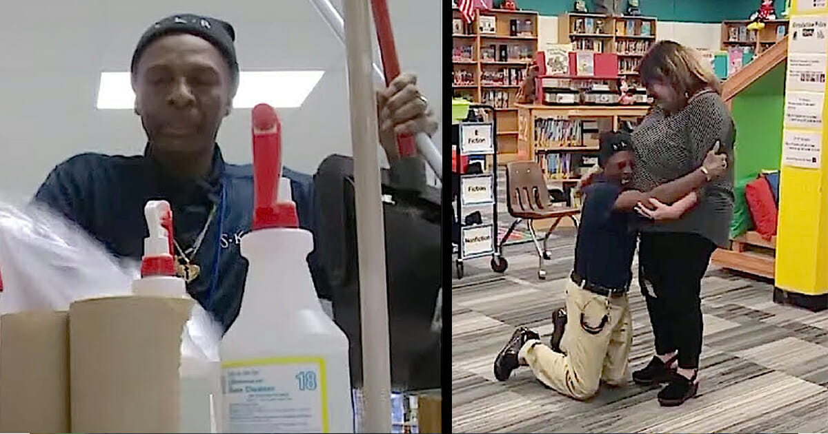 Janitor who walks miles to work drops to his knees after coworkers surprise him with $7,000 for new car