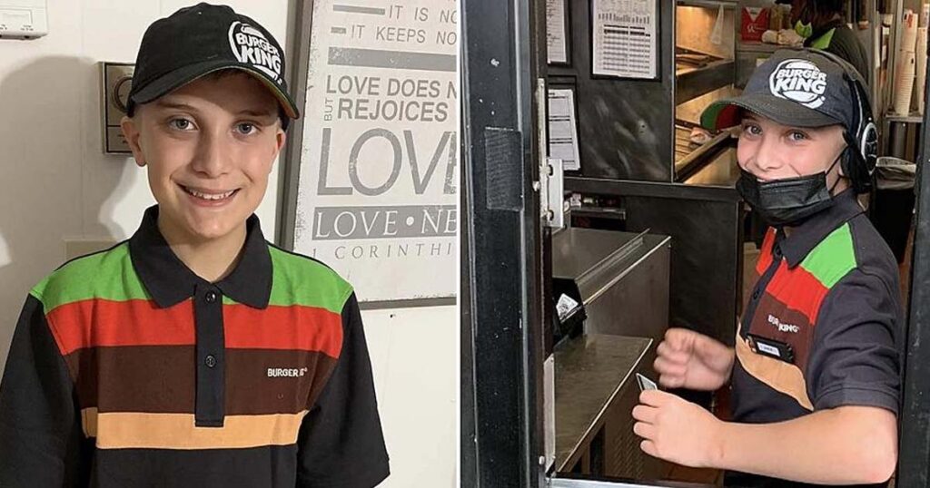 People are angered after a proud father posted photos of his 14-year-old at work