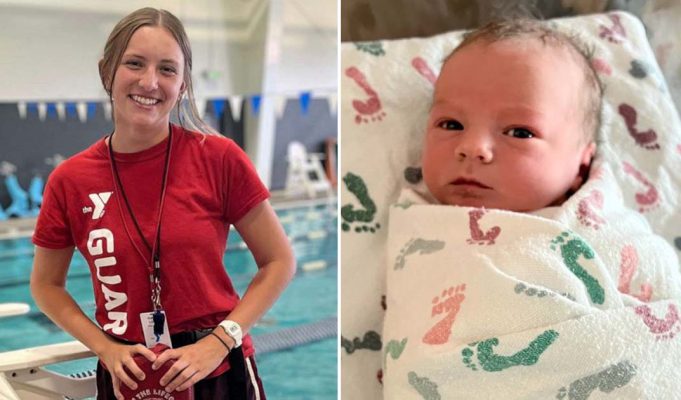 Woman delivers her baby by the poolside with help from a teen lifeguard