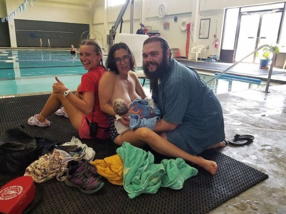 Woman delivers her baby by the poolside with help from a teen lifeguard