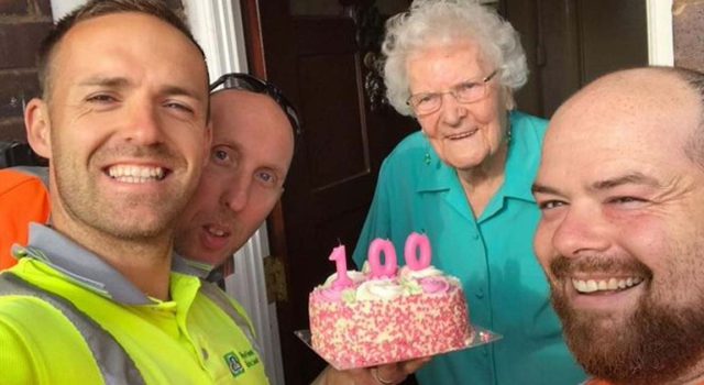 Garbage man surprises 100-year-old great grandma on her birthday with a heartwarming gesture