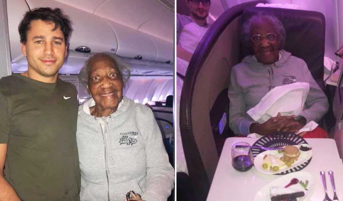 After hearing her story, young man gives his first-class seat to 88-years-old woman he just met at the airport