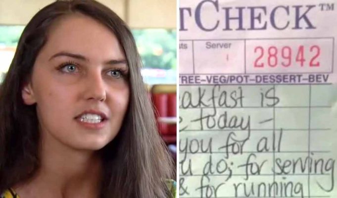 Waitress sees 2 firefighters walk in, writes note on check that leads them to take action