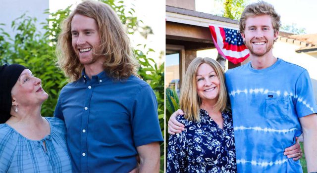 Mom goes bald while battling brain tumor — Her son grows out his hair for 2 years to make a wig for her