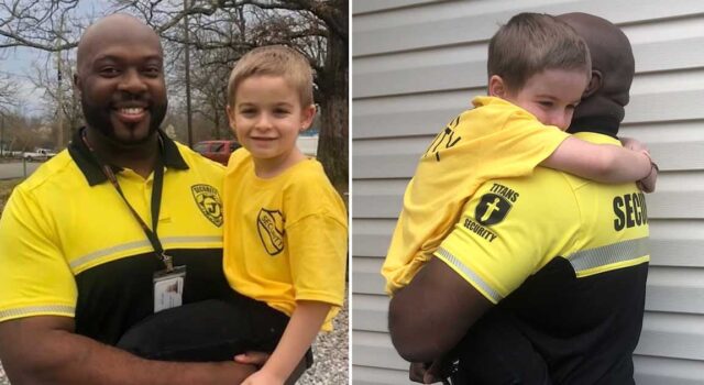 Kindergartener decided to dress up as the school's security guard for "Dress as your favorite person day."