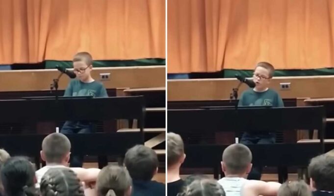 Fourth-grader performs "Imagine" at a talent show—and everyone is in tears by the final note