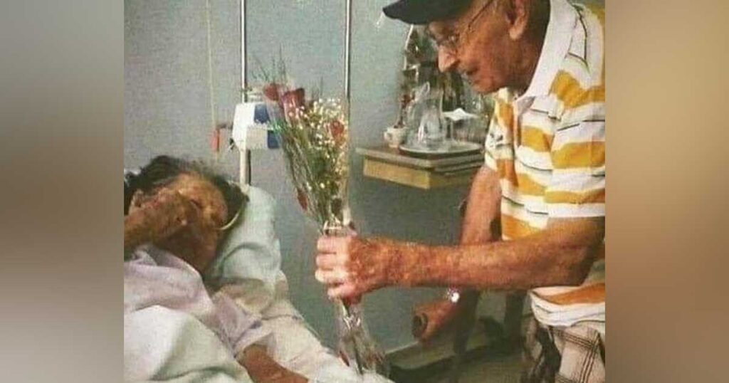 80-year-old man brings his wife breakfast in the nursing home every morning