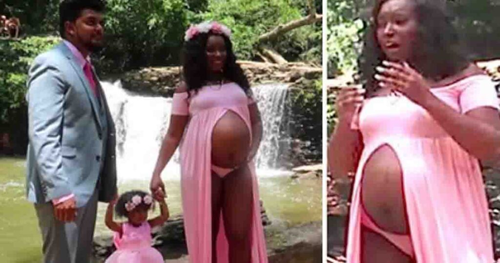 Mother poses for photo with huge baby bump—then photographer asks her to turn around