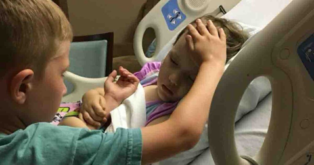 The sad story of a little 6-year-old boy saying his last bye to his very sick sister