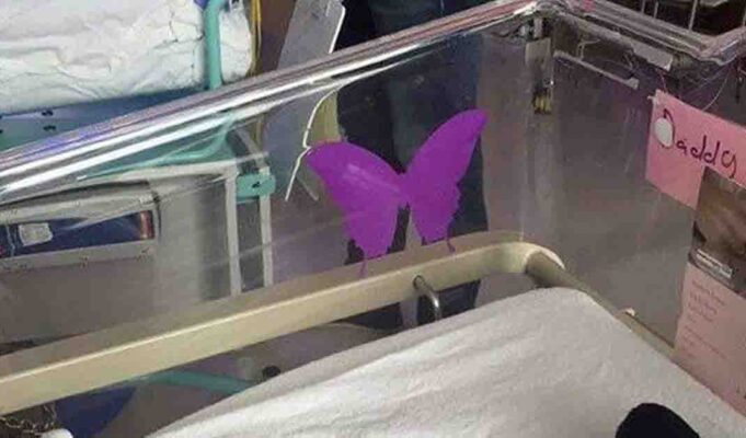 When you spot a purple butterfly sticker near a newborn this is what it means