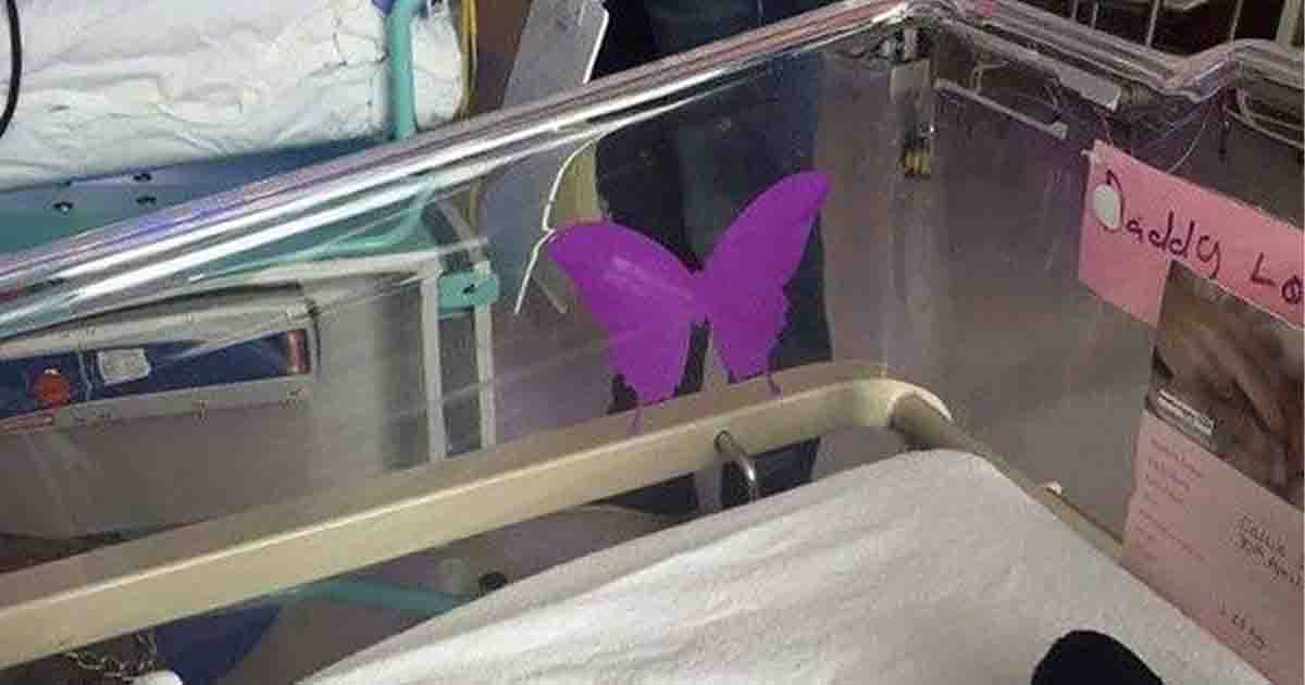 When you spot a purple butterfly sticker near a newborn this is what it means