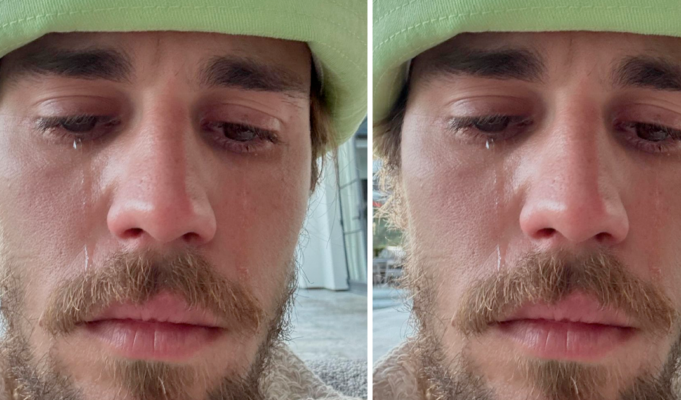 Justin Bieber shares photo of himself crying, causing concern among fans, followed by a response from his wife Hailey