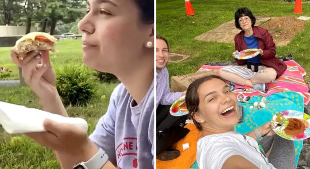 Mom of two criticized for sharing Father's Day picnic video at husband's grave