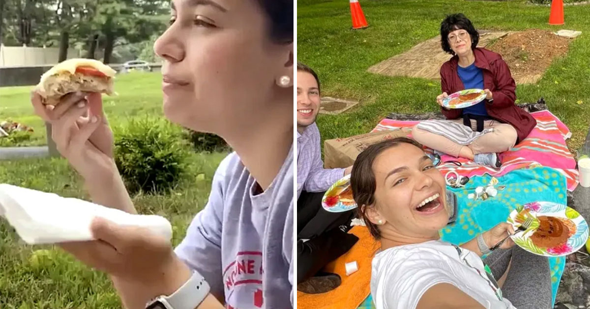 Mom of two criticized for sharing Father's Day picnic video at husband's grave