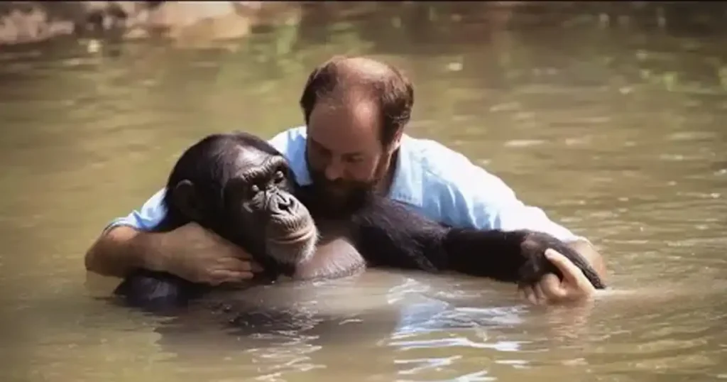 Hero truck driver jumps into zoo enclosure to save drowning chimpanzee