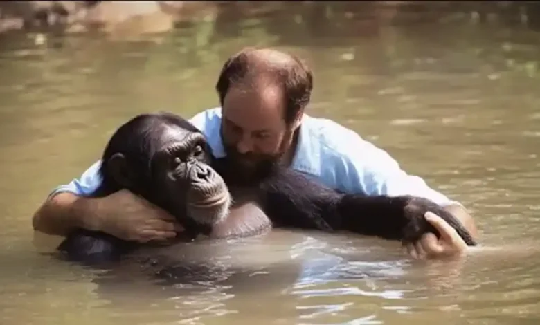 Hero truck driver jumps into zoo enclosure to save drowning chimpanzee
