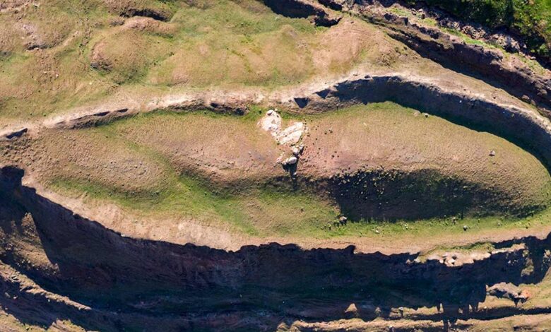 Drone aerial view of the Noah's Ark formation.